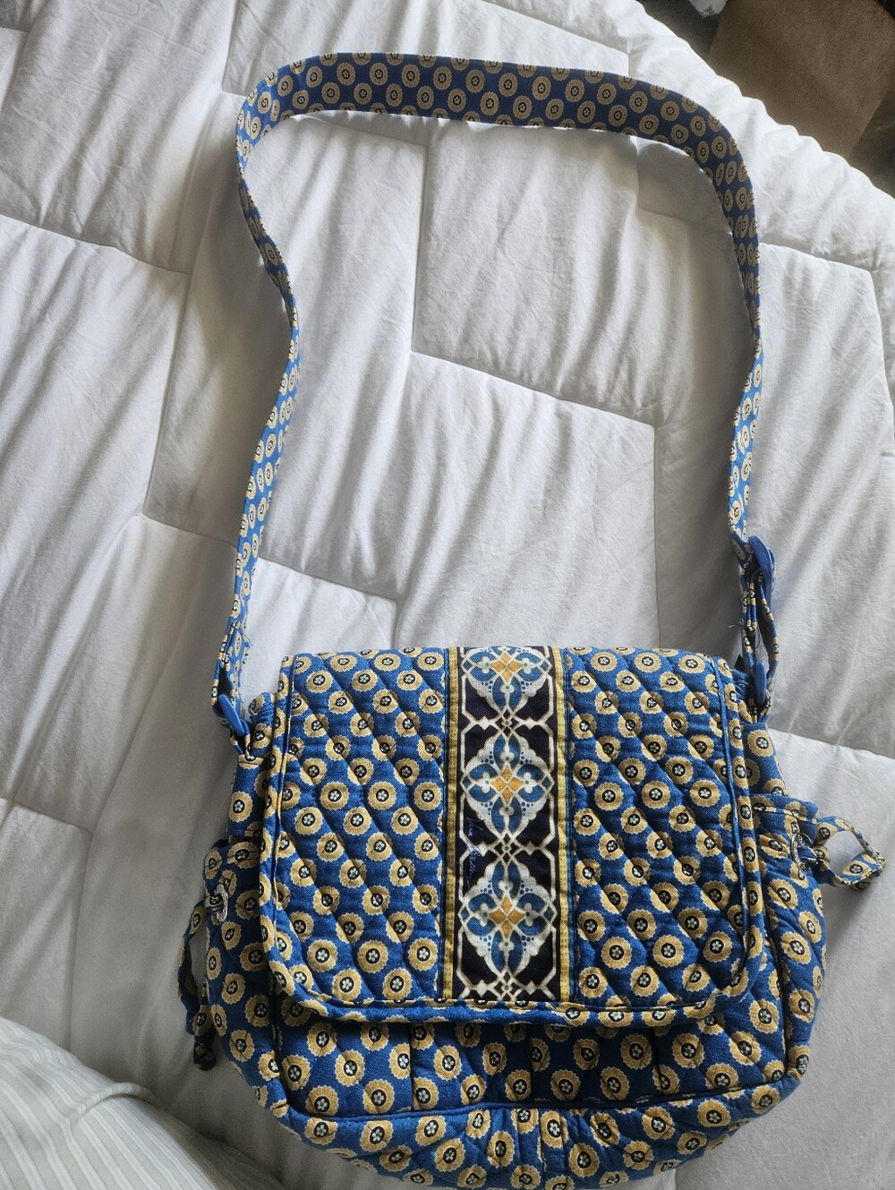 Vera Bradley Blue and Yellow Quilted Crossbody Bag